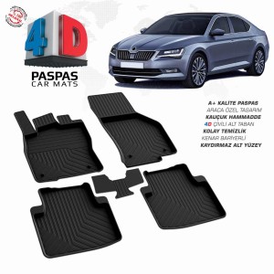 Skoda SuperB 3 Pool Design Rubber Car Mat 2015-2023